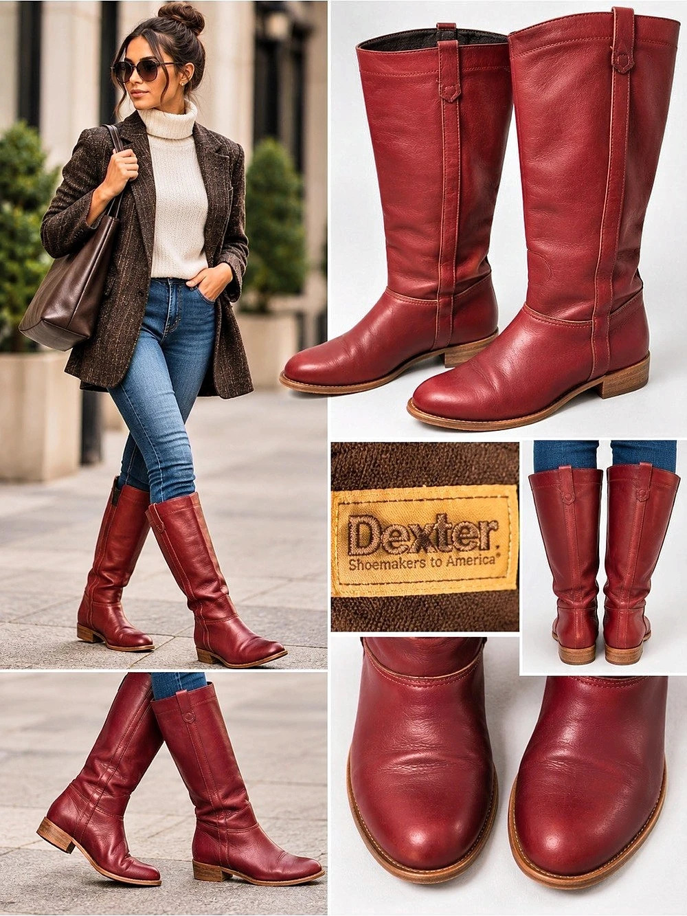 Vintage Dexter burgundy leather riding boots size 8.5